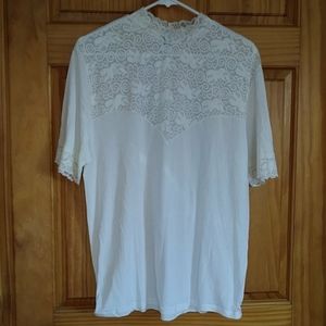 Yessica Dressy Cotton Lace White Top Size 44 / 46